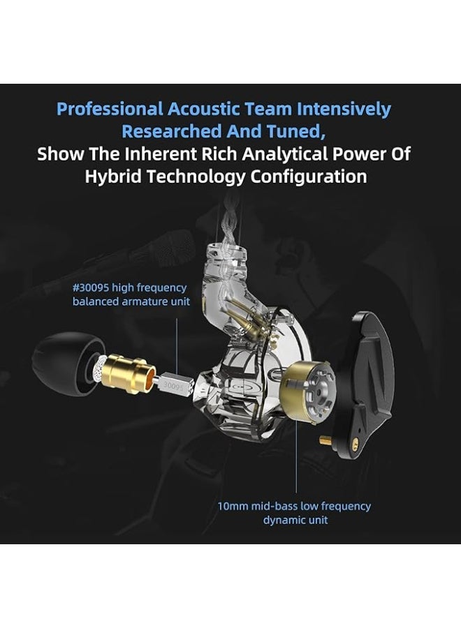 KZ ZSN Pro X Dual Driver 1BA+1DD Hybrid Metal Earphones HiFi in-Ear Monitor with Detachable 2Pin Cable, Zinc Alloy Faceplate (With Mic, Blue) - Image 5